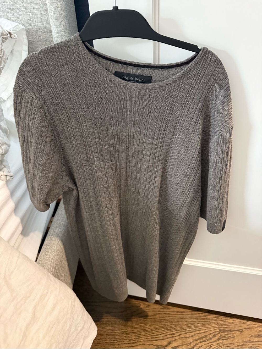 rag & bone Men’s Ribbed Short Sleeve Sweater Top — GraY NWT
